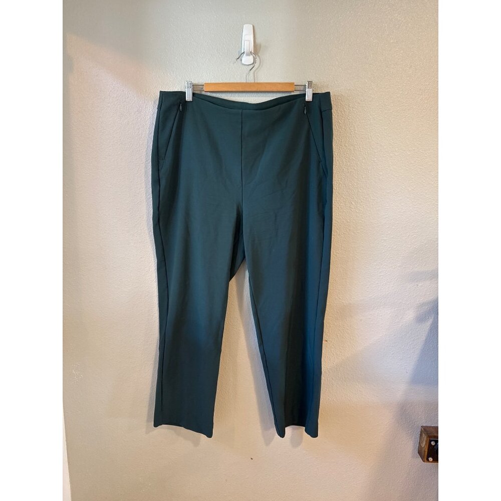 Chicos Women's Pants 16R 3R Dark Green Stretch Straight Leg Workwear Office‎